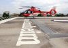 Hubschrauber der DRF Luftrettung an der Station in Mannheim