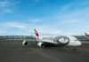 Emirates-A380 (A6-EVK) mit Sonderlackierung im Museum of the Future-Design