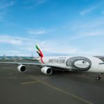 Emirates-A380 (A6-EVK) mit Sonderlackierung im Museum of the Future-Design