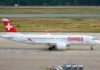 SWISS mit einem sparsamen Airbus A220 am Airport Nürnberg.