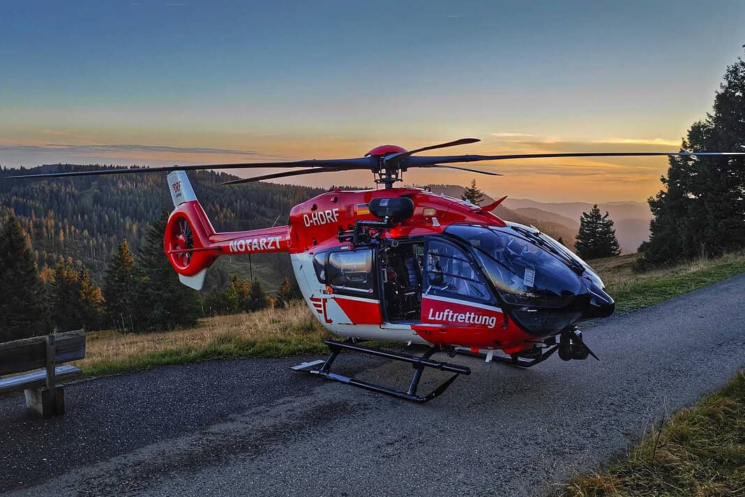 DRF rescue helicopter Christoph 54 lands on the Feldberg (Baden-Württemberg)