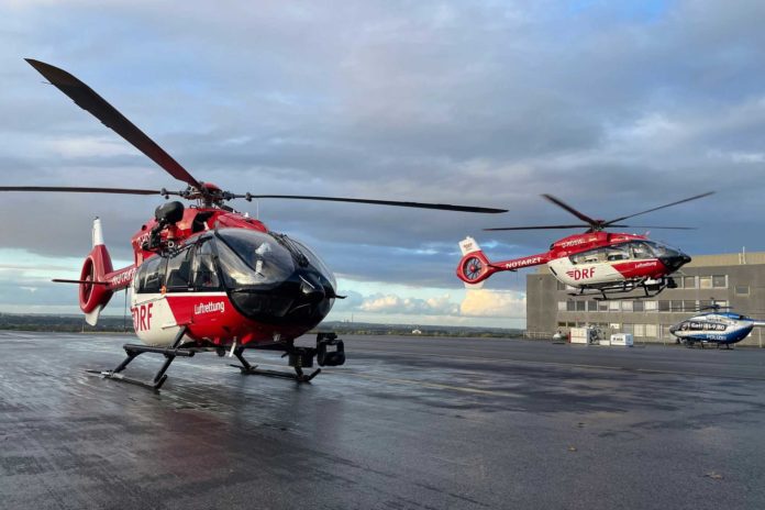 Einflug des neuen Christoph Dortmund am Flughafen. Nach dem Umrüsten der medizinischen Ausstattung sowie der Winde ging die neue Maschine direkt in den Dienst.