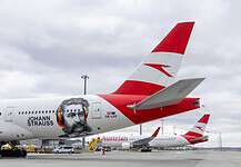 Austrian Airlines Boeing 777 with special decals to mark the 200th birthday of Johann Strauss 