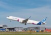 Airbus A321XLR-Testflugzeug mit Pratt&Whitney-Triebwerken beim Start