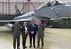 Major General Gerfried R. Promberger, Head of Directorate 2 & Commander of the Austrian Air Force & Chief of the Air Force of the Austrian Armed Forces (ÖBH), Klaudia Tanner, Austrian Minister of Defense, Jorge Tamarit-Degenhardt, Eurofighter Managing Director and Colonel Roland Miedler, Commander of Zeltweg Airfield (from left to right).